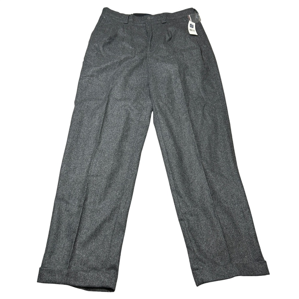Gap Mens Easy Fit Pleated Wool Blend Trousers Grey Cuffed Dress Pants 32x32 NWT